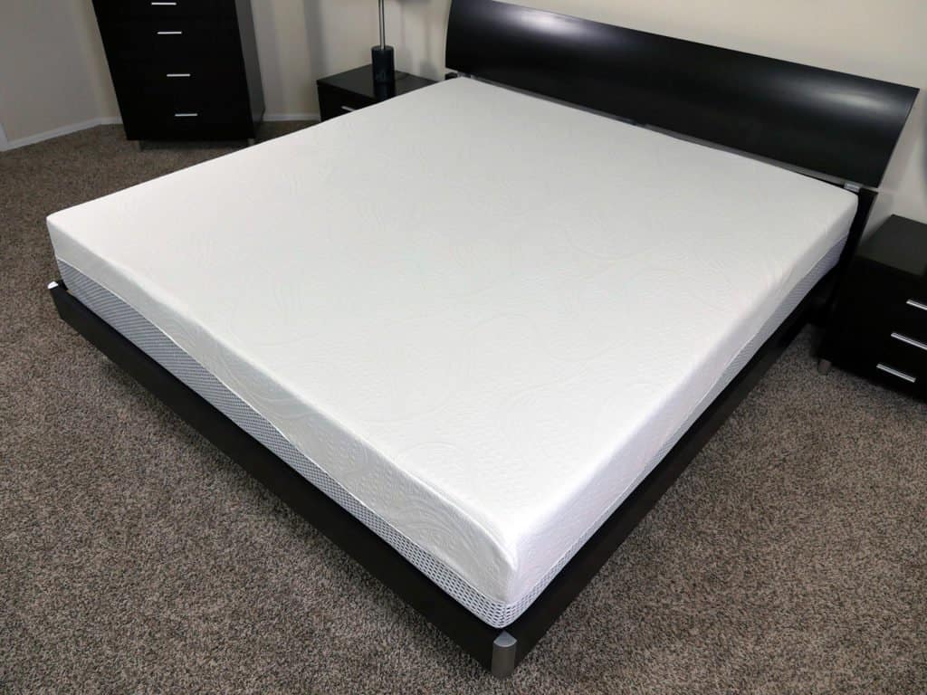 Angled view of the Zinus memory foam pressure relief mattress