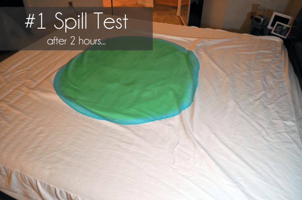 #1 Spill test, this image was taken several hours into the test. At this point the liquid is fully absorbed.