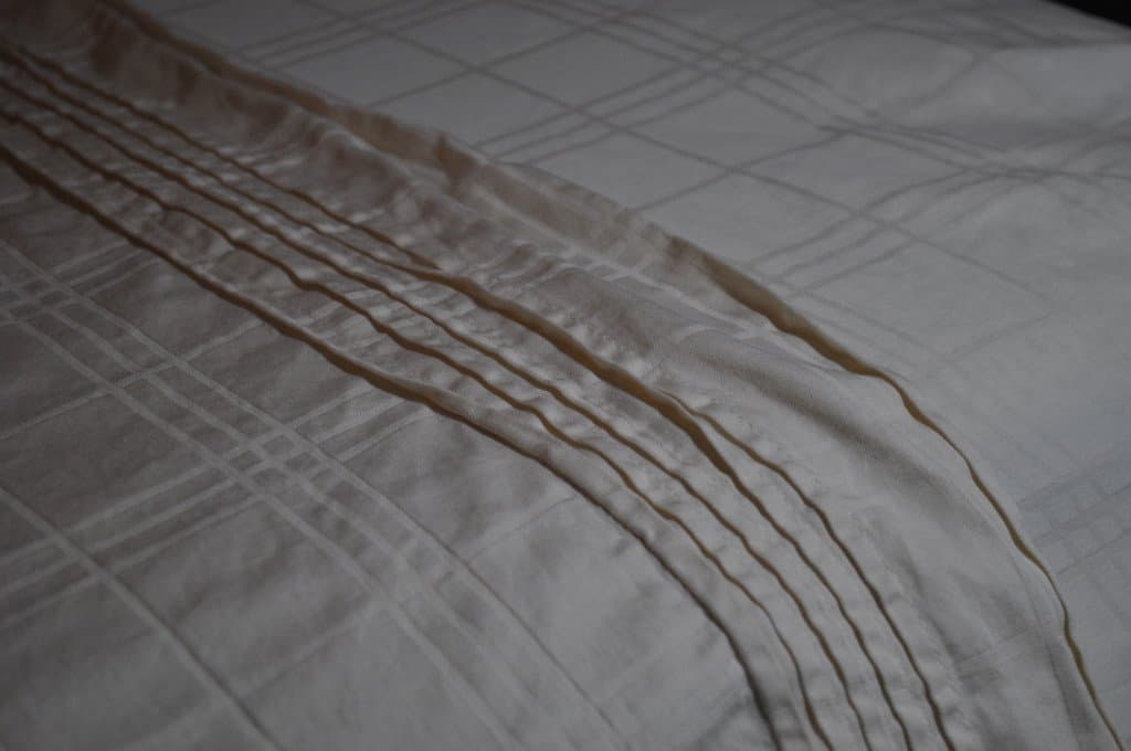 Close up of the Naturepedic organic cotton sheets