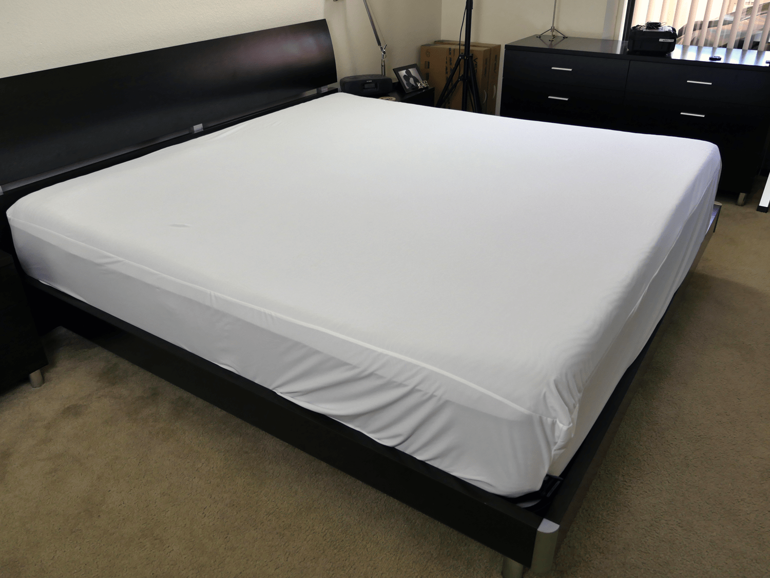 Double Vinyl Plastic Fitted Mattress Bed Cover Sheet Protector 
