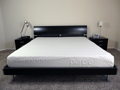 Purple mattress on a King size platform Bed
