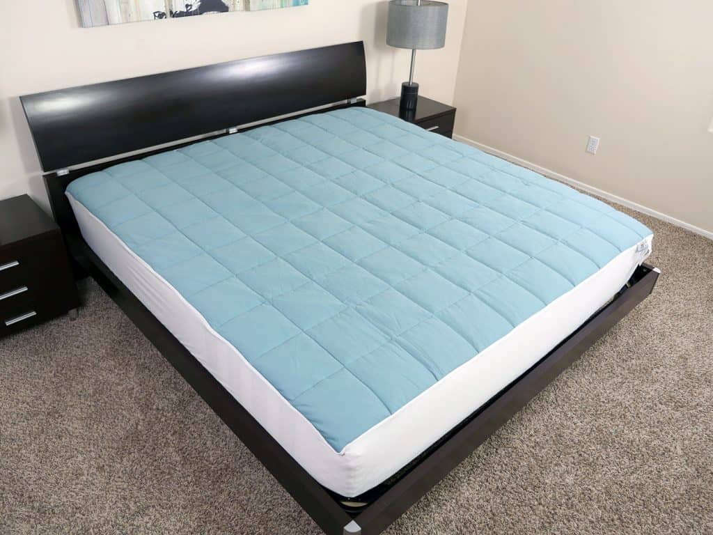 Slumber Cloud mattress pad on bed