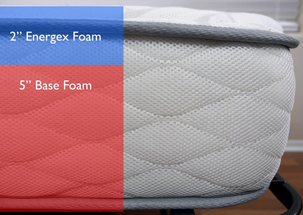 Big Kid Bed layers (top to bottom) - 2" Energex foam, 5" base foam