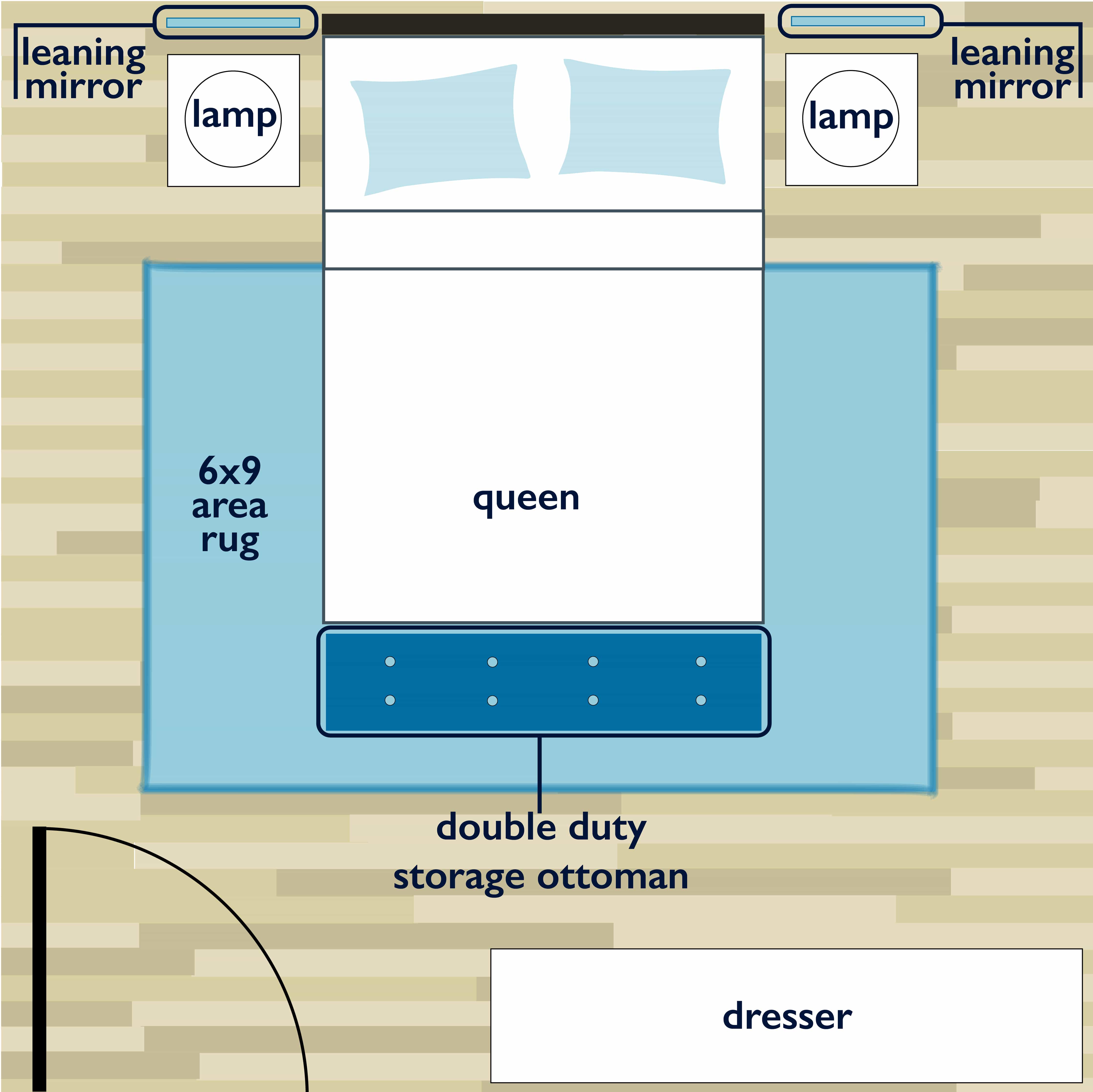 small bedroom layout with desk