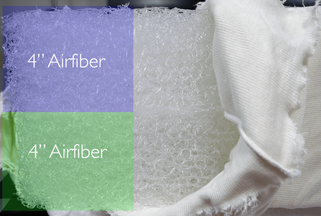 Airweave mattress layers (top to bottom) - 2 separate layers, each containing 4" of interwoven airfibers