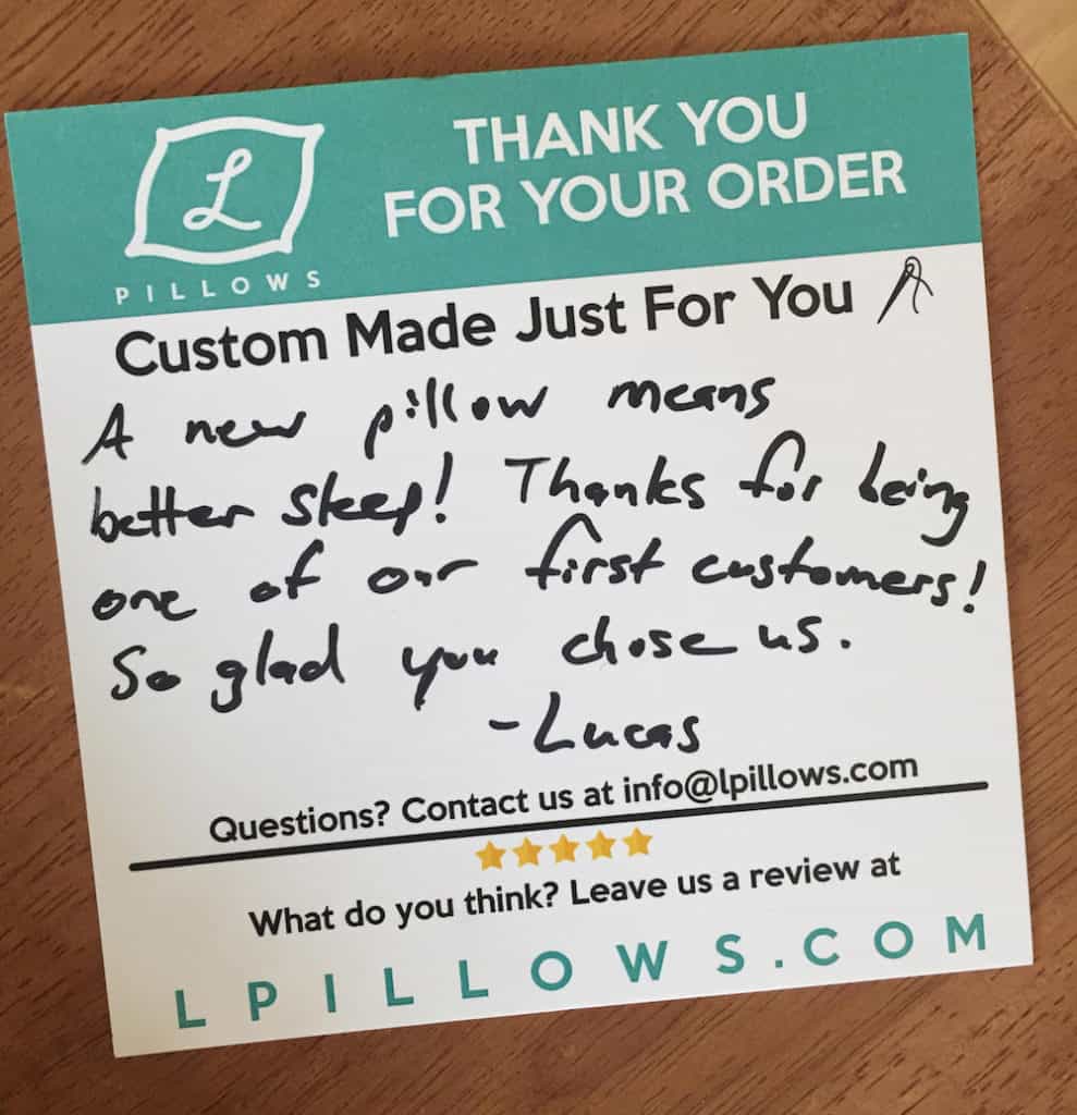 L Pillow Thank You Note