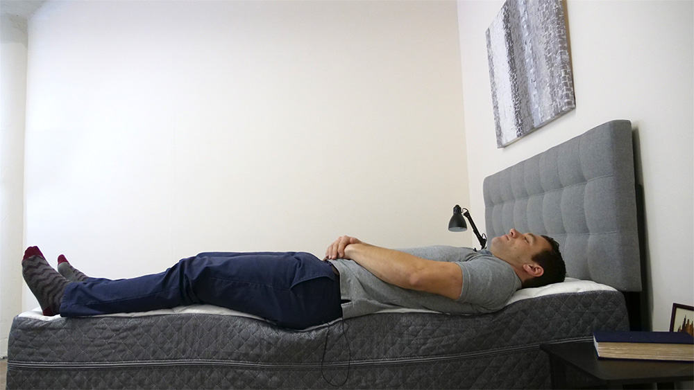 Back sleeping on the GhostBed Luxe Mattress