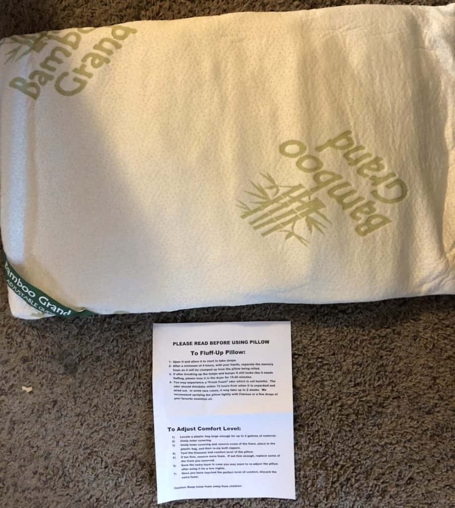 Bamboo Grand Memory Foam Pillow Instructions