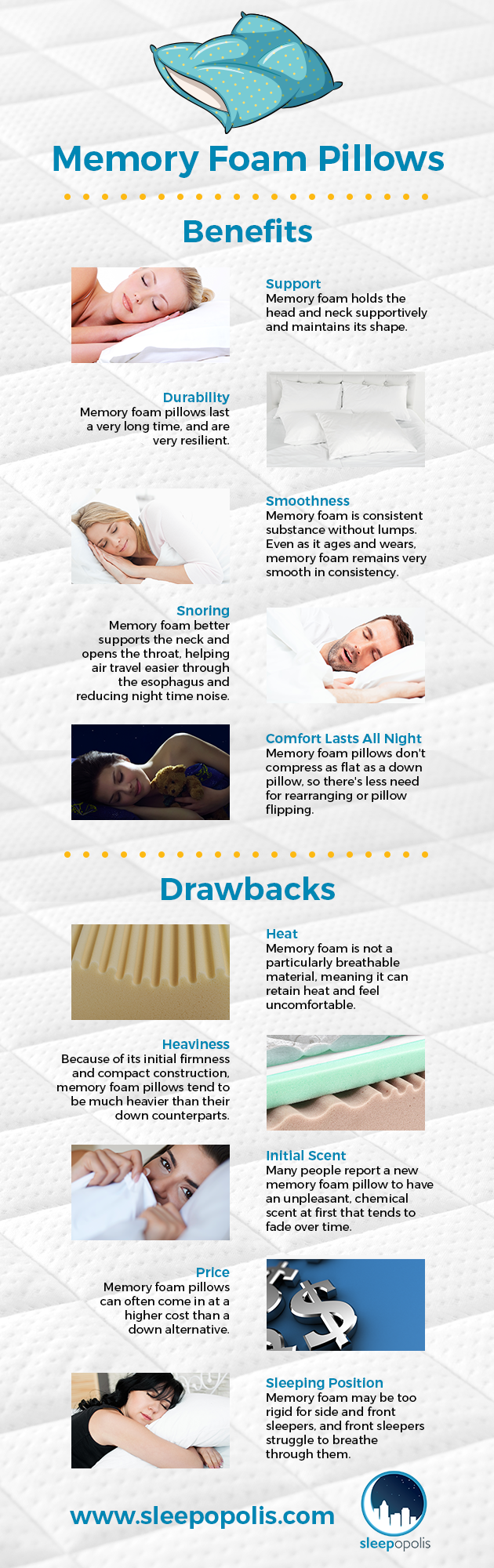 memory foam vs down pillow