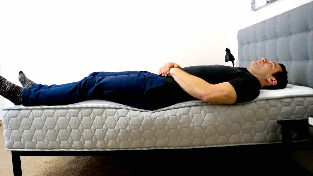 Back sleeping on the Allswell Luxe Hybrid mattress