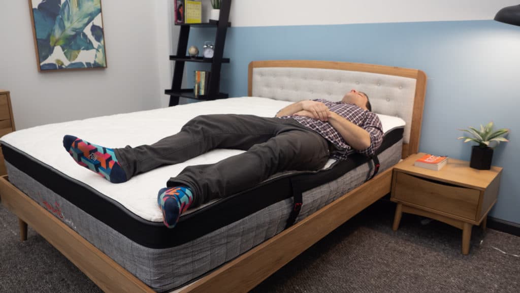 Back sleeping on the Amore Hybrid mattress