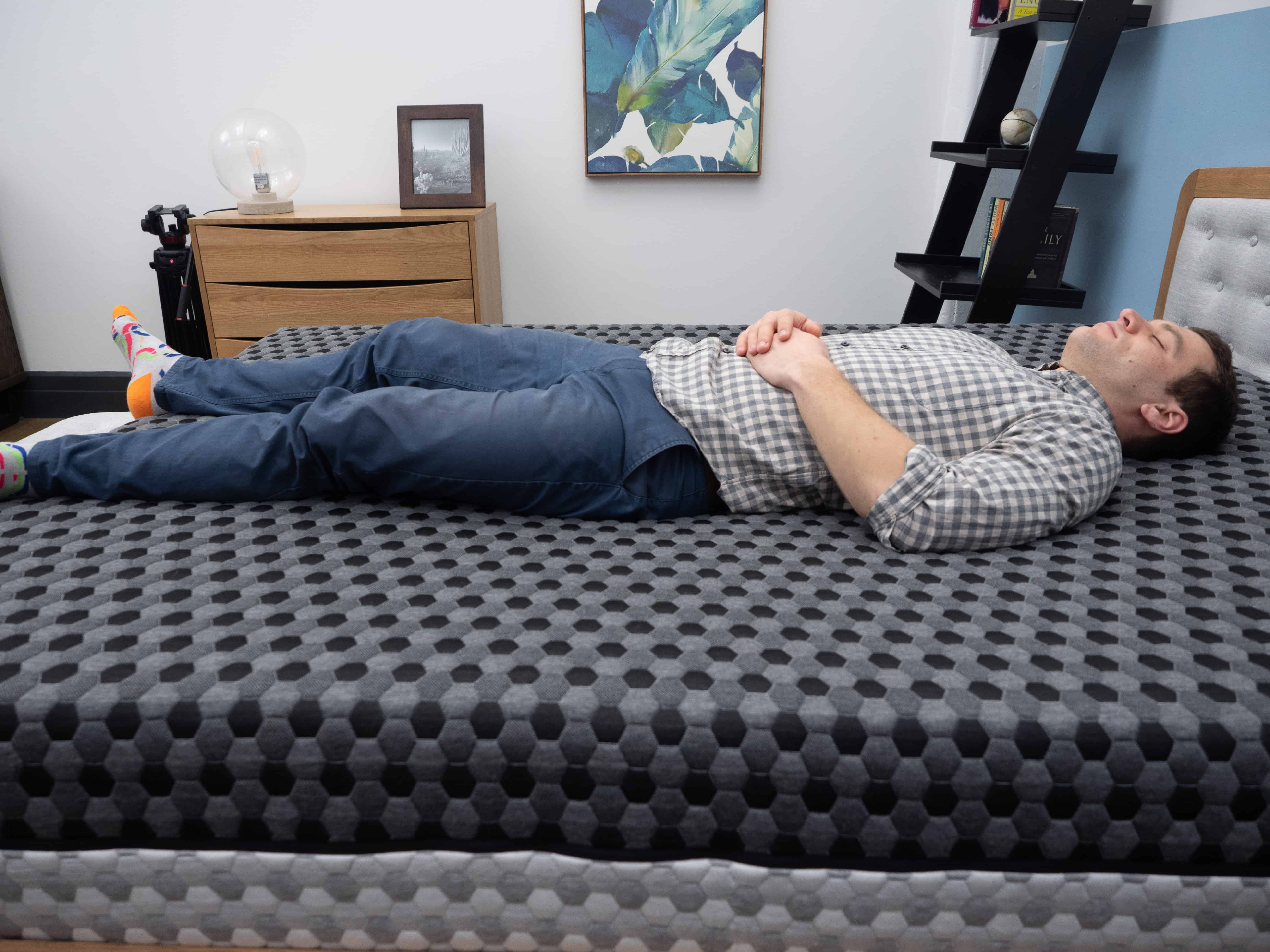 Back sleeping on the firm Layla mattress