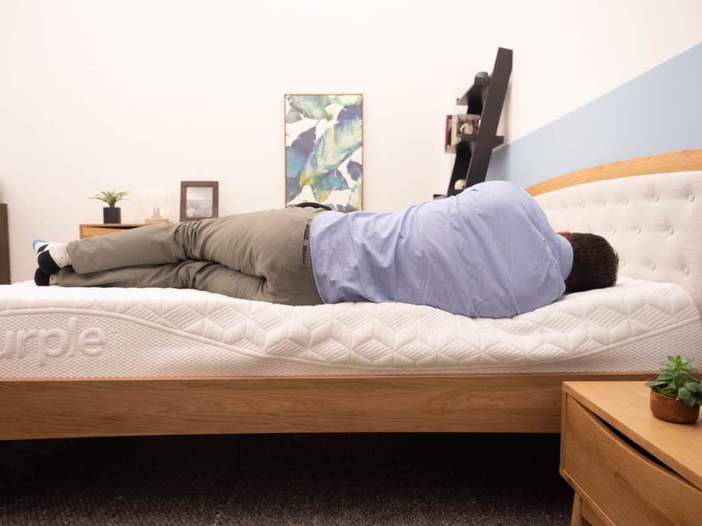 Laying on side on Purple mattress