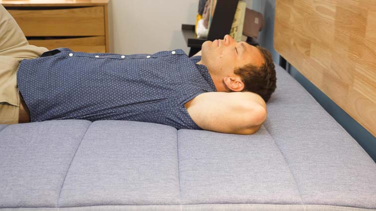 Backing sleeping on the Tuft & Needle Hybrid mattress