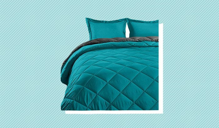 Ultra Soft Comforter Set BEDHOURS Twin Comforter Set 1 Pillow Sham 100% Microfiber Breathable Lightweight Twin Bed Set All Season Down Alternative Comforter Machine Washable Navy Blue Twin 