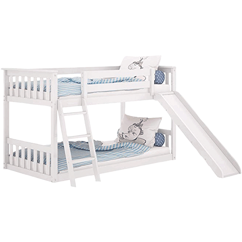 Max & Lily Solid Wood Twin Low Bunk Bed with Slide