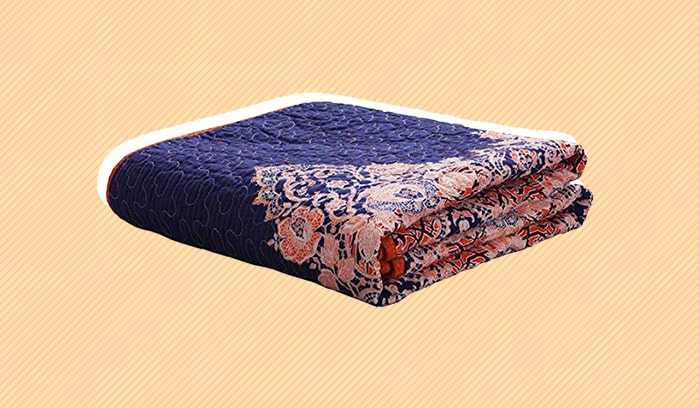 Exclusivo Mezcla Luxury Reversible 100% Cotton Paisley Quilted Bed Blanket