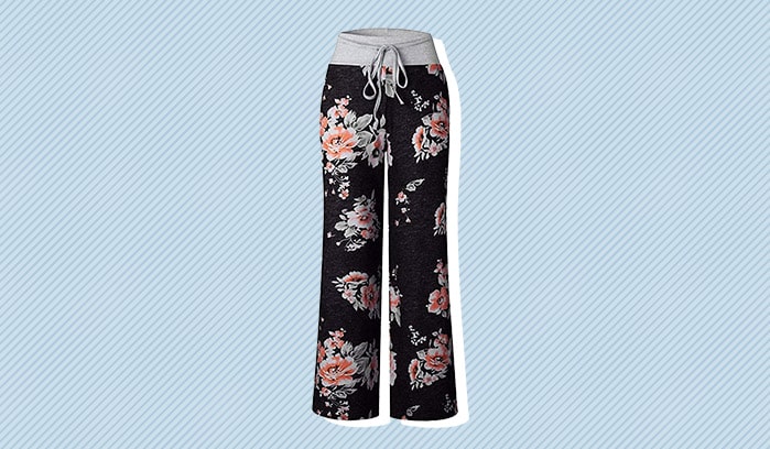 AMiERY Women's Comfy Casual Pajama Pants Floral Print Drawstring