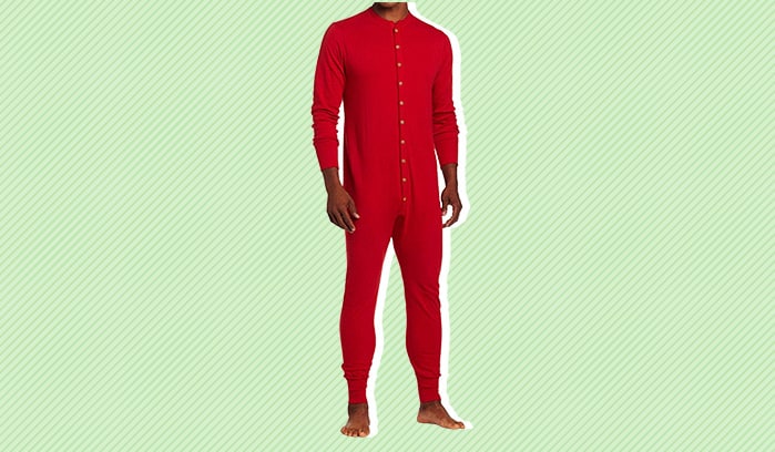 Red Union Suit Thermals One Piece Long Johns Full Body Warm Winter