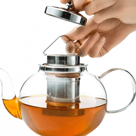 Teapot with Infuser,Matte Ceramic Japanese Tea Pot for Loose Leaf Tea, 27 Ounces Porcelain Teapots White for Women Gift with Modern Bentwood Handle or