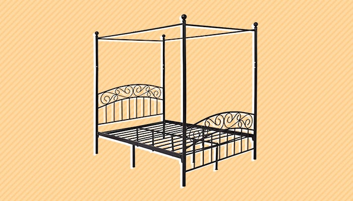 DUMEE Deluxe Design Metal Canopy Bed Frame