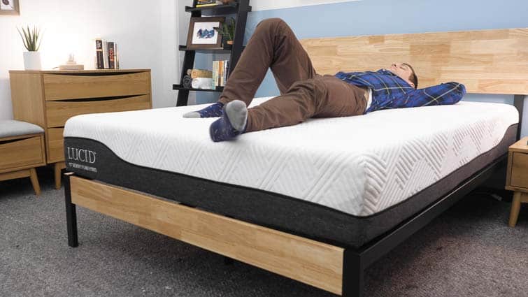 Back sleeping on the Lucid Hybrid mattress 