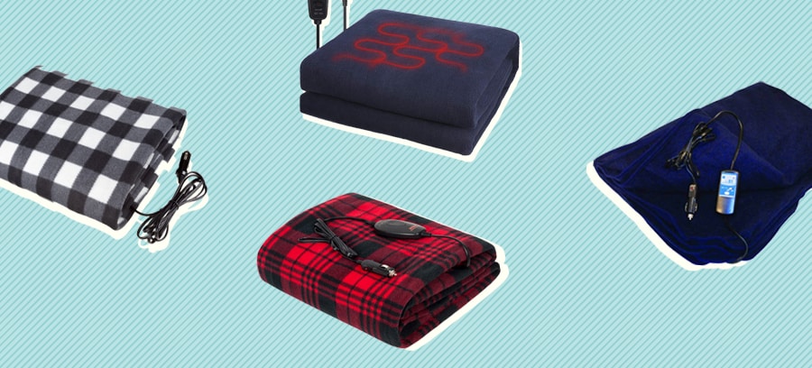 Stalwart 12 Volt Plaid Electric Blanket for Automobile