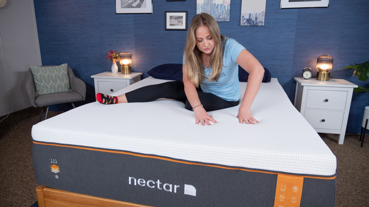 Bridget Testing the Nectar Premier Copper mattress 