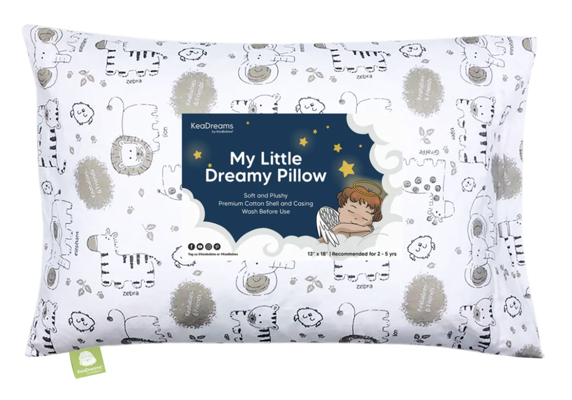 Made in The USA! Eco-Friendly 100% GOTS Certified Organic Cotton 13x18 Travel/Toddler Pillow with Soft Hypo-allergenic Fiber Fill. 