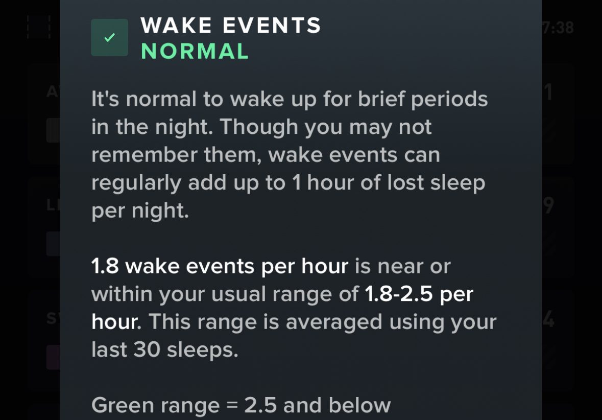 WHOOP wake events screenshot