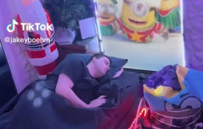 TikTok star Jakey Boehm sleeping while livestreaming