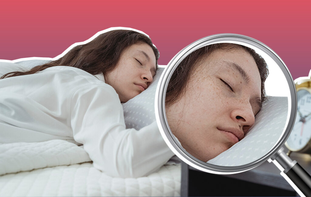 Woman sleeping on silk pillowcase