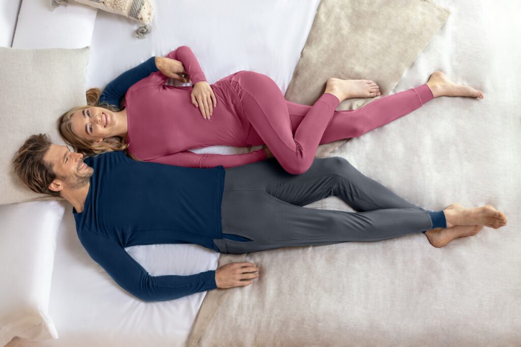 Balance Couple Deep Grey Pants Midnight Blue Longsleeves Maroon Long Set Bedroom Top View1 1