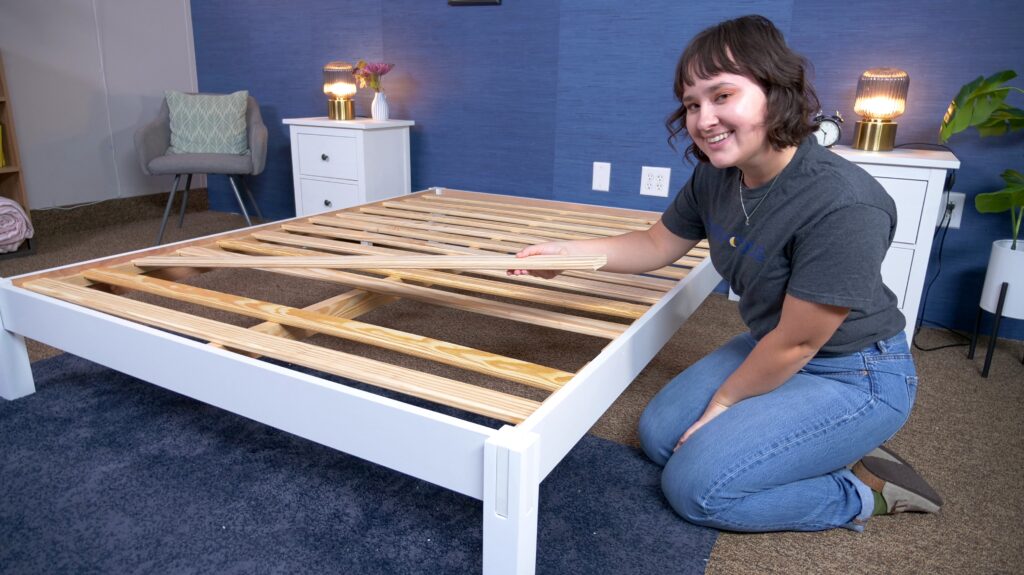 helix wood bed frame assembly