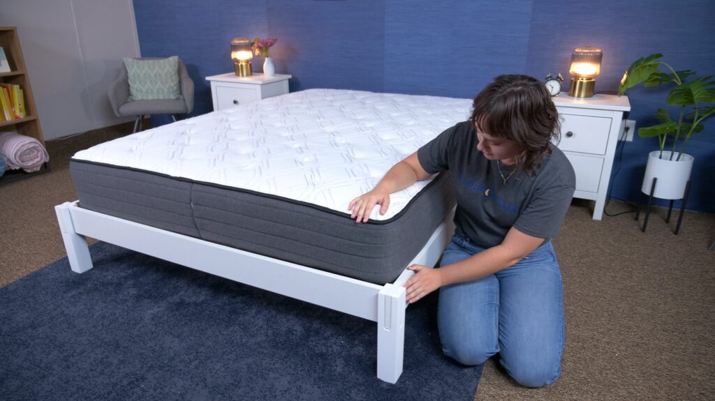 helix wood bed frame with mattress 2