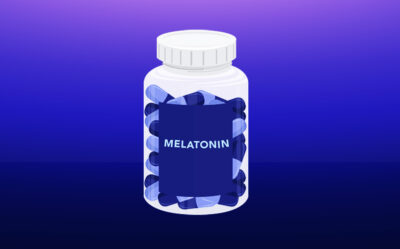 bottle of melatonin sleep supplement