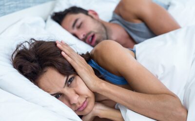 woman with snoring partner