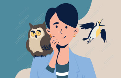 early birds vs. night owls illustration