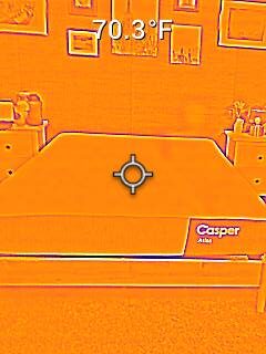 The Casper Atlas Hybrid's surface temperature before laying down on it.