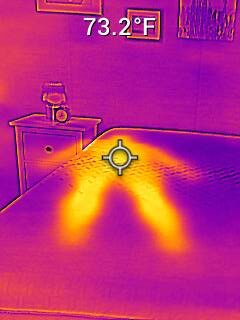 The Nectar Premier Hybrid's surface temperature after laying on it.