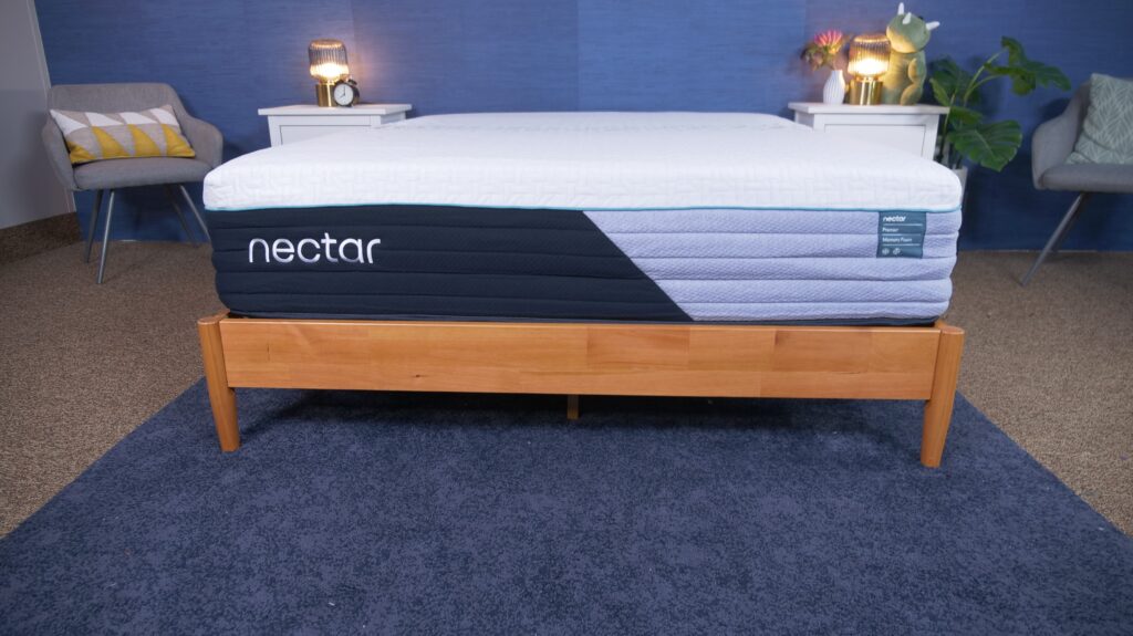 The Nectar Premier Hybrid mattress in the Sleepopolis studio.