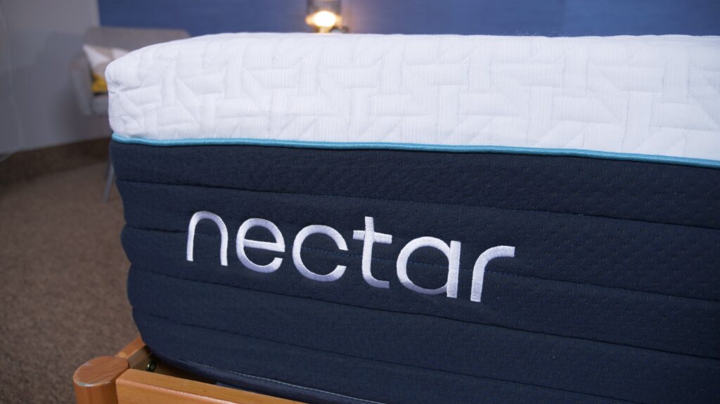 A close-up of the Nectar Premier Hybrid's label.