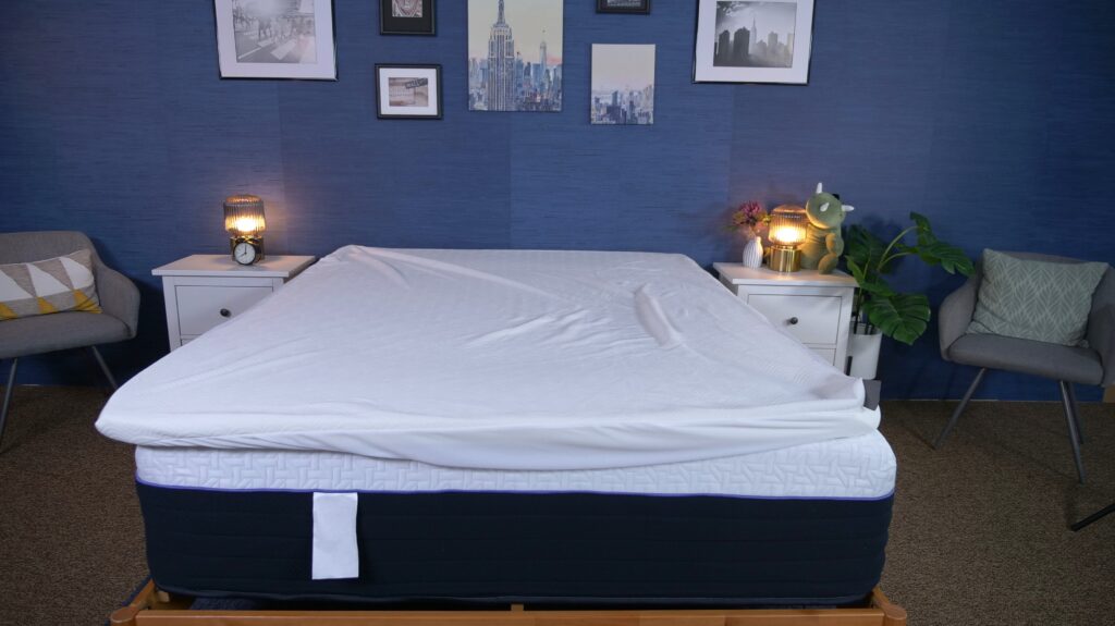 The TEMPUR-Cloud mattress topper in the Sleepopolis studio.