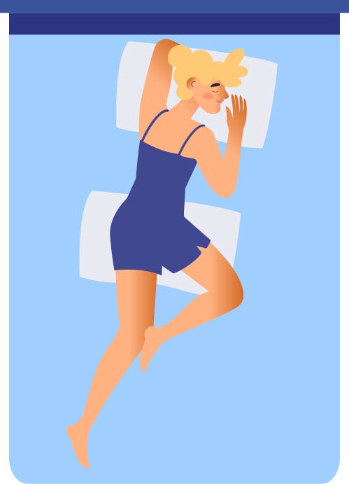 sleeping position for back pain illustration: on your stomach with a pillow under your hips