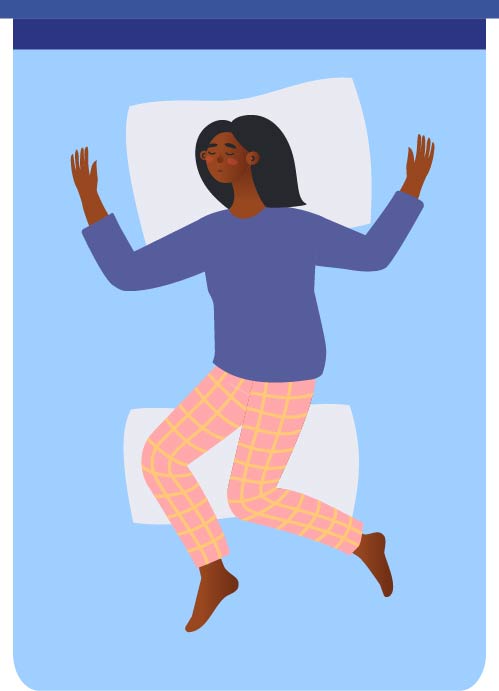 sleeping position for back pain illustration: on your back with a pillow under your knees