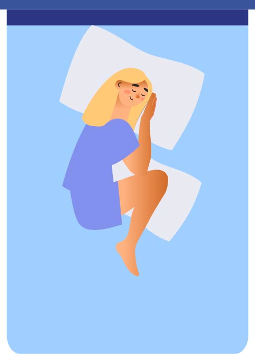 sleeping position for back pain illustration: on your side with a pillow between your knees