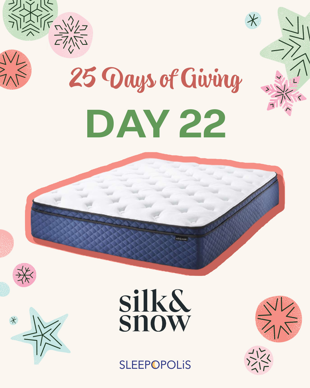 25 Days of Giving 2024 — Silk & Snow Hybrid Mattress Giveaway