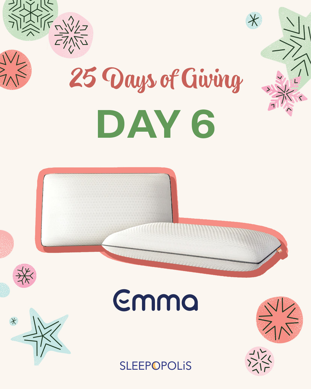 25 Days of Giving 2024 – Emma Sleep Foam Pillow Pack Giveaway