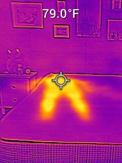 The Leesa Reserve's surface temperature after laying on it.