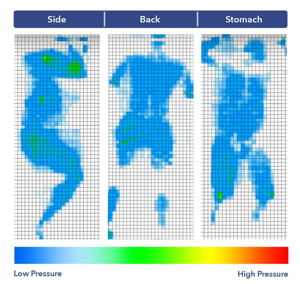 The GhostBed's pressure map results.